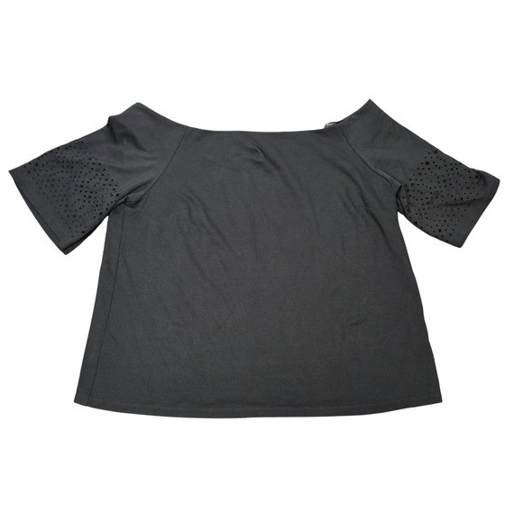 Lauren Ralph Lauren Tops - Lauren Ralph Lauren Off the Shoulder Top Women's Size L Black Laser Cut Sleeve
